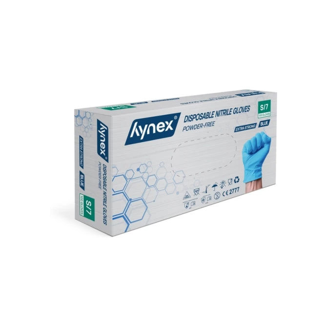 Handschoen Hynex nitril extra sterk S blauw 5gr 100 stuks
