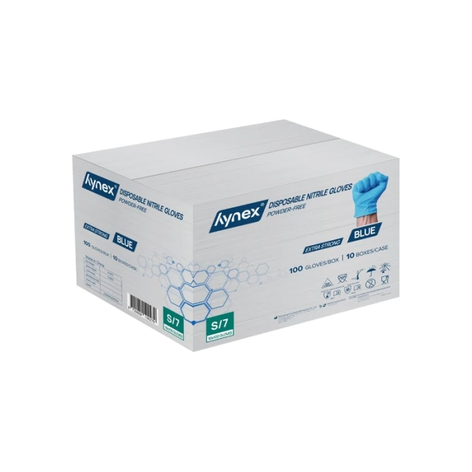 Handschoen Hynex nitril extra sterk S blauw 5gr 100 stuks