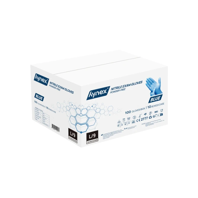 Handschoen Hynex nitril L blauw 3.5g pak à 100 stuks