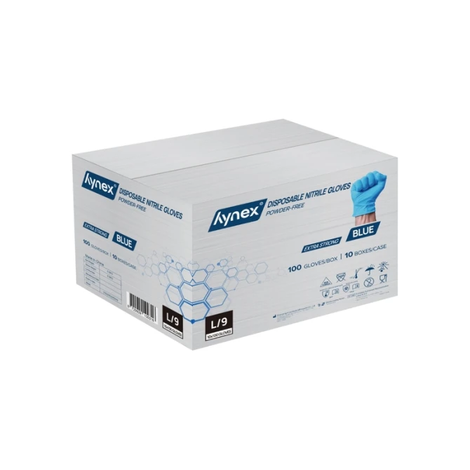 Handschoen Hynex nitril L blauw 5gr extra sterk 100 stuks