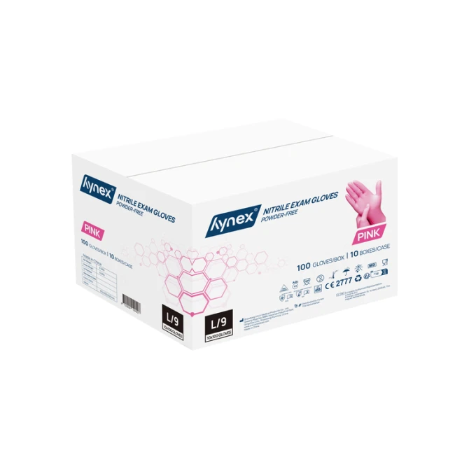 Handschoen Hynex nitril L roze 3.5gr 100 stuks