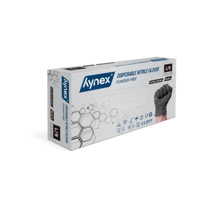 Handschoen Hynex nitril L zwart 5gr extra sterk 100 stuks