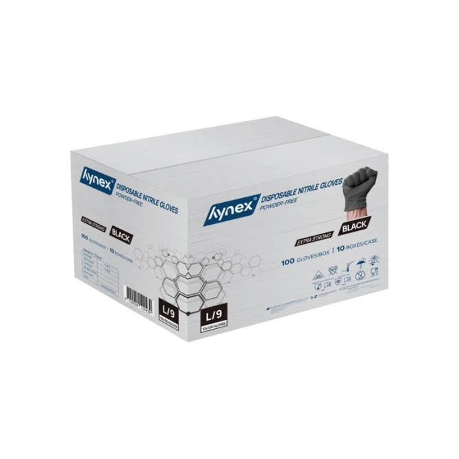 Handschoen Hynex nitril L zwart 5gr extra sterk 100 stuks