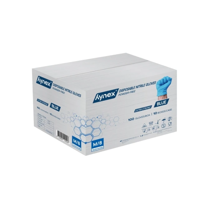 Handschoen Hynex nitril M blauw 5gr extra sterk 100 stuks