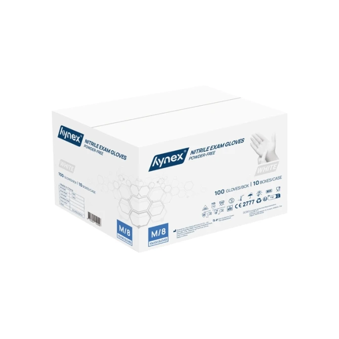 Handschoen Hynex nitril M wit 3.5g 100 stuks