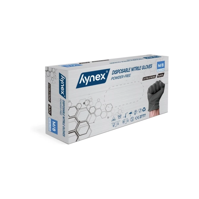 Handschoen Hynex nitril M zwart 5gr extra sterk100 stuks