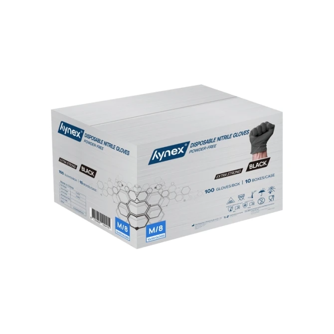 Handschoen Hynex nitril M zwart 5gr extra sterk100 stuks