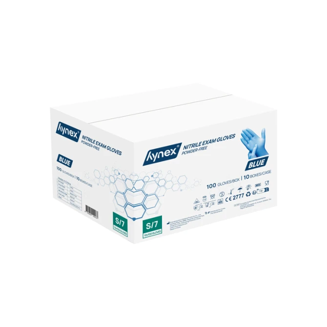 Handschoen Hynex nitril S blauw 3.5g pak à 100 stuks
