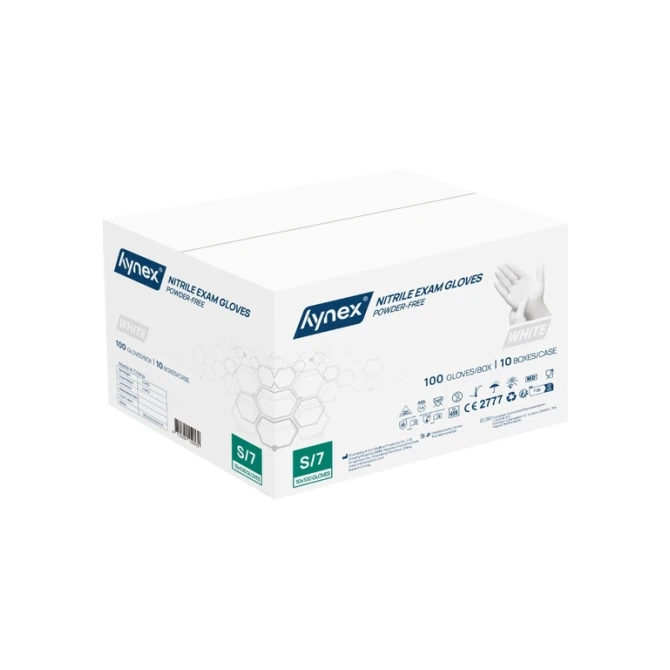 Handschoen Hynex nitril S wit 3.5gr 100 stuks