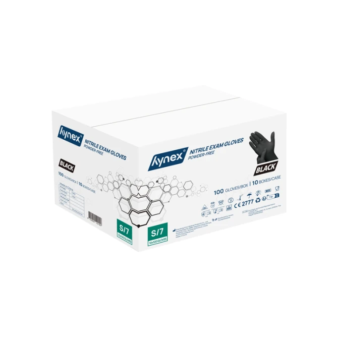 Handschoen Hynex nitril S zwart 3.5g pak à 100 stuks