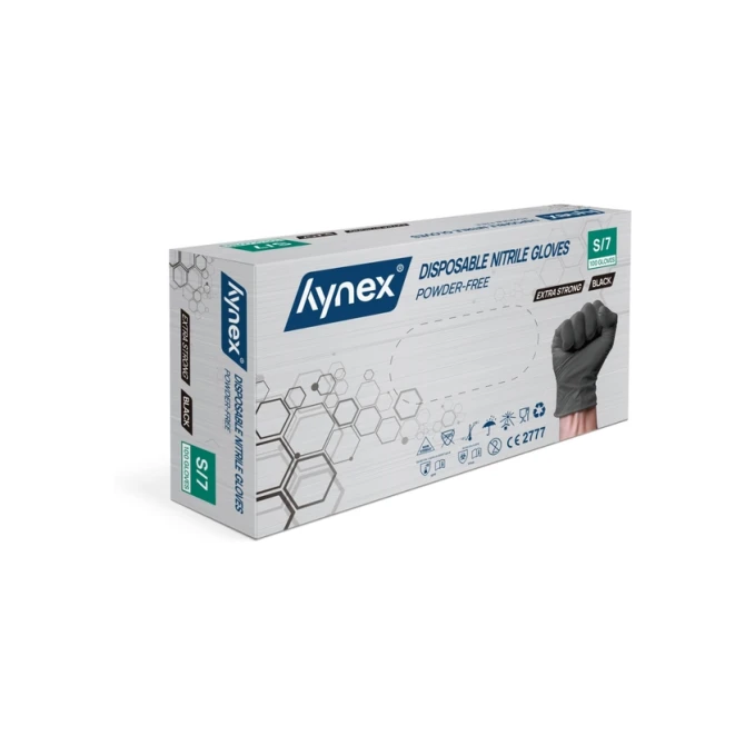 Handschoen Hynex nitril S zwart 5gr extra sterk 100 stuks