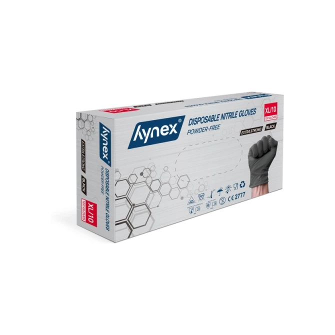Handschoen Hynex nitril XL zwart 5gr extra sterk 100 stuks