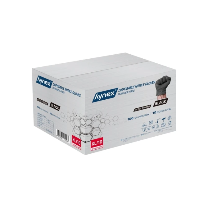 Handschoen Hynex nitril XL zwart 5gr extra sterk 100 stuks