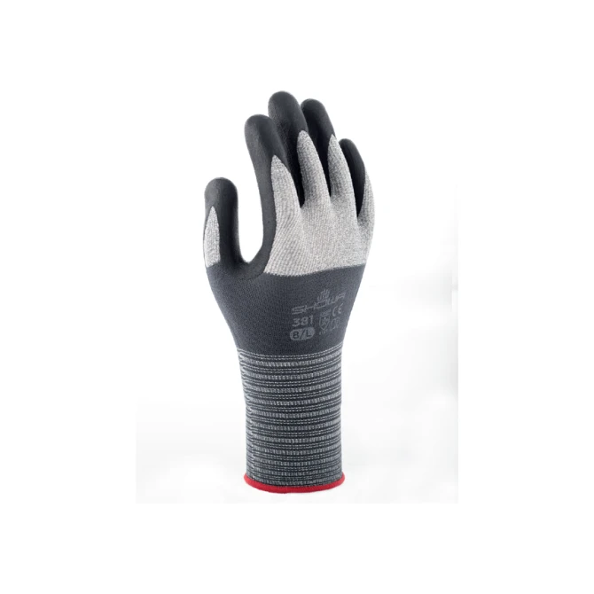 Handschoen Showa 381 grip nitril M grijs