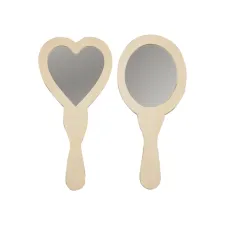 Handspiegel Creativ Company hart en ovaal 23-24cm hout 2 stuks