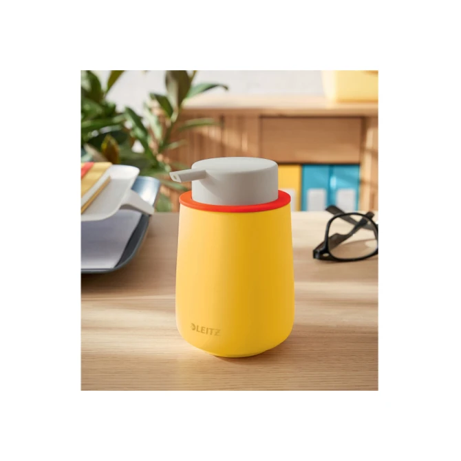 Handzeepdispenser Leitz Cosy voor handzeep 300ml geel