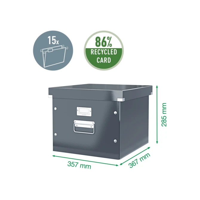 Hangmappenbox Leitz click & store WOW gerecycled karton 357x285x367mm wit