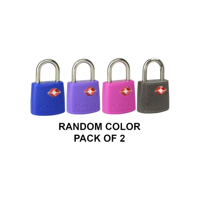 Hangslot Masterlock 2 gelijksluitend ABS cover TSA assorti in willekeurige kleur 30mm 2 stuks