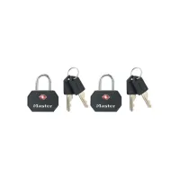 Hangslot Masterlock 2 gelijksluitend aluminium TSA zwart 30mm 2 stuks
