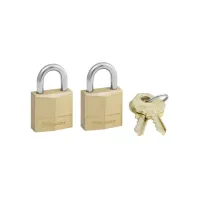 Hangslot MasterLock 2 gelijksluitend messing 20mm 2 stuks