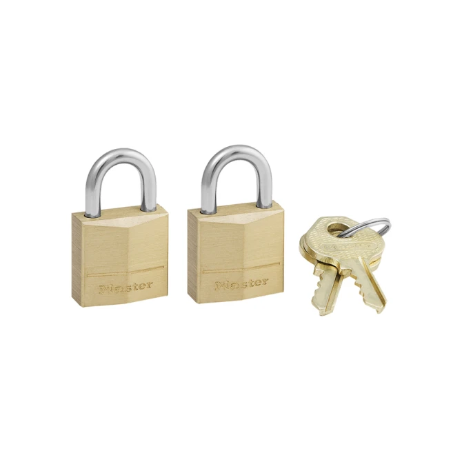 Hangslot MasterLock 2 gelijksluitend messing 20mm 2 stuks