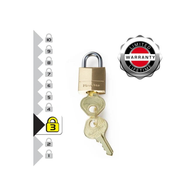 Hangslot MasterLock 2 gelijksluitend messing 20mm 2 stuks