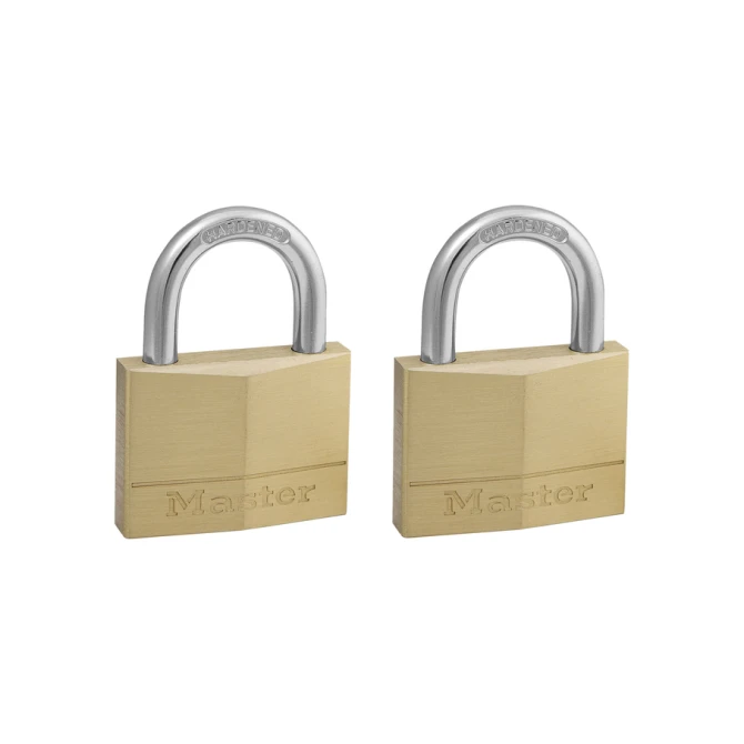 Hangslot MasterLock 2 gelijksluitend messing 50mm 2 stuks