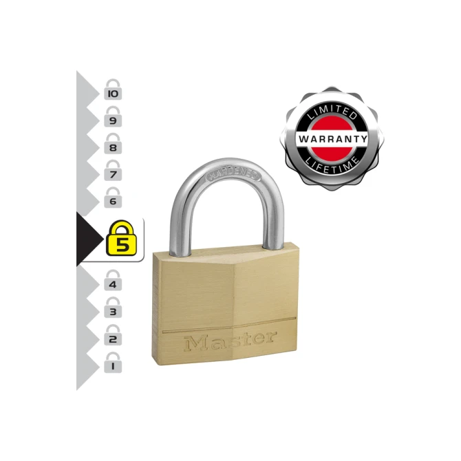 Hangslot MasterLock 2 gelijksluitend messing 50mm 2 stuks