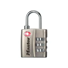 Hangslot Masterlock 3-cijfer combinatie TSA nikkel 30mm Hangslot Masterlock 3-cijfer combinatie TSA nikkel 30mm