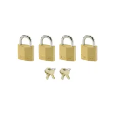 Hangslot MasterLock 4 gelijksluitend messing 20mm 4 stuks Hangslot MasterLock 4 gelijksluitend messing 20mm 4 stuks