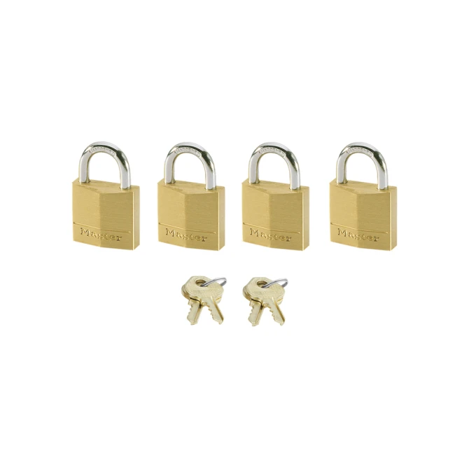 Hangslot MasterLock 4 gelijksluitend messing 20mm 4 stuks
