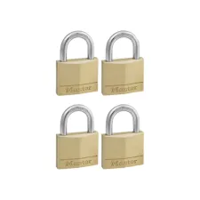 Hangslot MasterLock 4 gelijksluitend messing 50mm 4 stuks Hangslot MasterLock 4 gelijksluitend messing 50mm 4 stuks