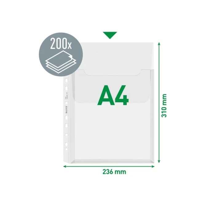 Harmonica showtas Leitz Premium met bovenklep copy safe PP A4  glashelder 5 stuks