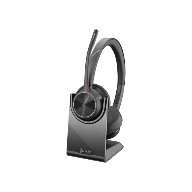 Headset HP POLY Voyager 4320-M met BT700 dongle en oplaadstatief