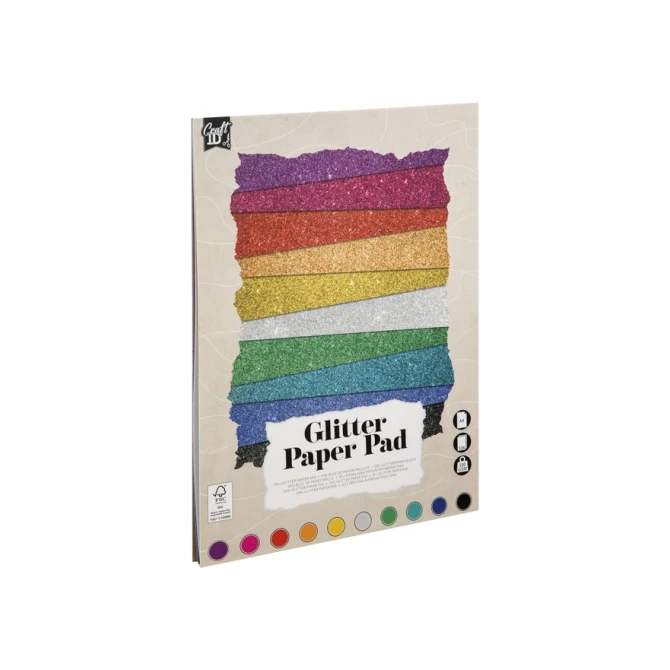 Hobbykarton CarftID glitter 24x34cm 180gr 10 vel 10 kleuren