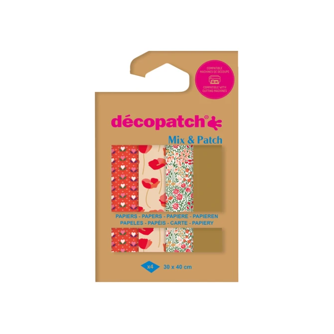 Hobbypapier Décopatch 30x40cm set à 4 vel thema Love is in the Meadow