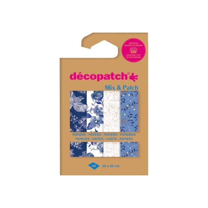 Hobbypapier Décopatch 30x40cm set à 4 vel thema Shades of Blue