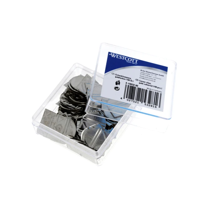 Hoekclips Westcott aluminium zilverkleurig doos à 100 stuks