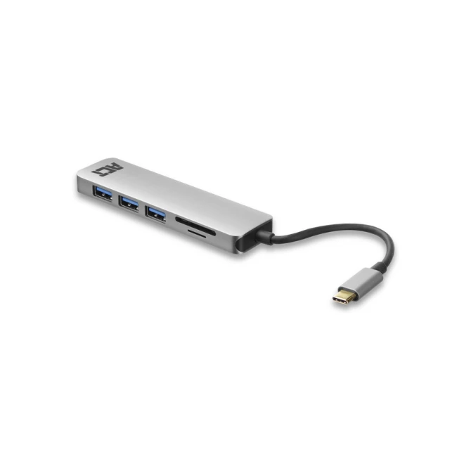 Hub ACT USB-C 3.0, 3x USB-A cardreader PD p-through