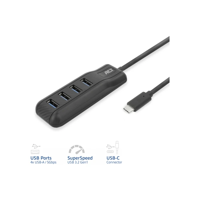 Hub ACT USB-C 3.0 4 poorts USB-A