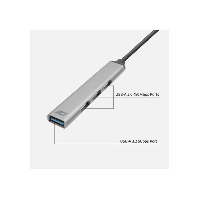 Hub ACT USB-C 3x USB-A 2.0 en 1x USB-A 3.0