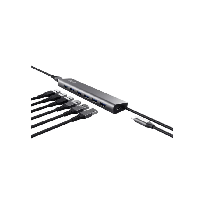Hub Trust HALYX 7-port USB-A 3.2 zilver