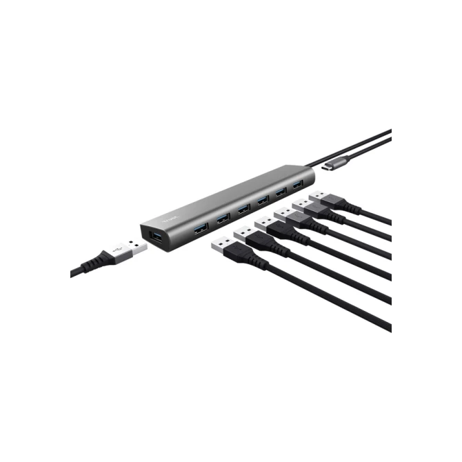 Hub Trust HALYX 7-port USB-A 3.2 zilver