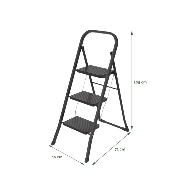 Huishoudtrap BRASQ 3 treden SL300 zwart