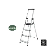 Huishoudtrap BRASQ 4 treden aluminium SLA400 zilver