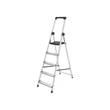 Huishoudtrap BRASQ 5 treden aluminium SLA500 zilver