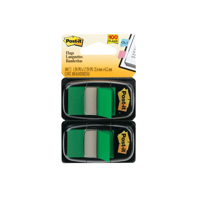 Indextabs 3M Post-it 680 25.4x43.2mm duopack groen 100 vel Indextabs 3M Post-it 680 25.4x43.2mm duopack groen 100 vel