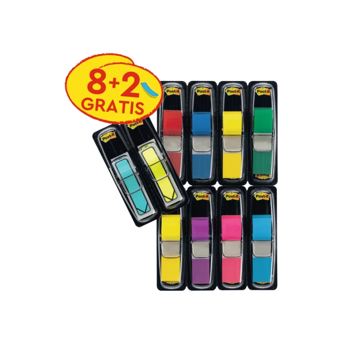 Indextabs 3M Post-it 683 11.9x43.2mm 8 kleuren assorti + 2 sets pijlvorm gratis