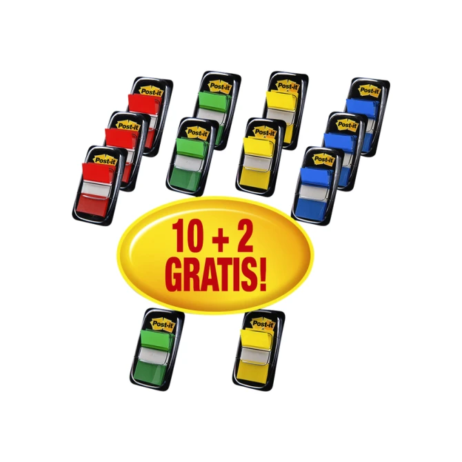 Indextabs Post-it 680 25.4x43.2mm 10+2 gratis assorti 50 tabs per dispenser Indextabs Post-it 680 25.4x43.2mm 10+2 gratis assorti 50 tabs per dispenser