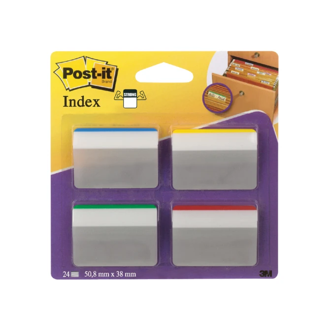 Indextabs Post-it 686A1 38x50.8mm strong gebogen assorti 24 tabs